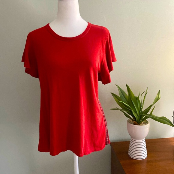 Anthropologie Dolan Left Coast Melinda Embroidered Flutter Sleeve Tee EU… - Picture 4 of 11